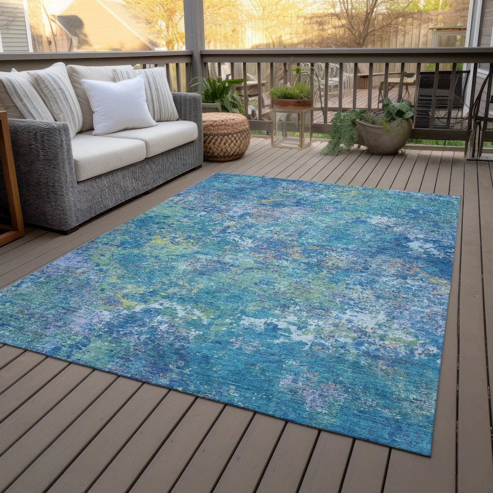 Machine Washable Indoor/Outdoor Chantille ACN2166 Blue 9' x 12' Rug