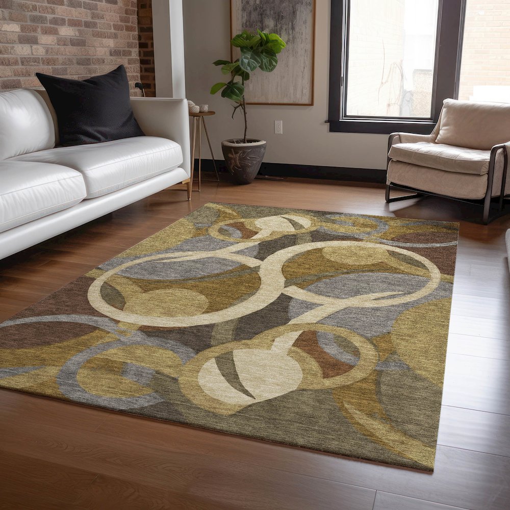 Machine Washable Indoor/Outdoor Chantille ACN2167 Brown 9' x 12' Rug