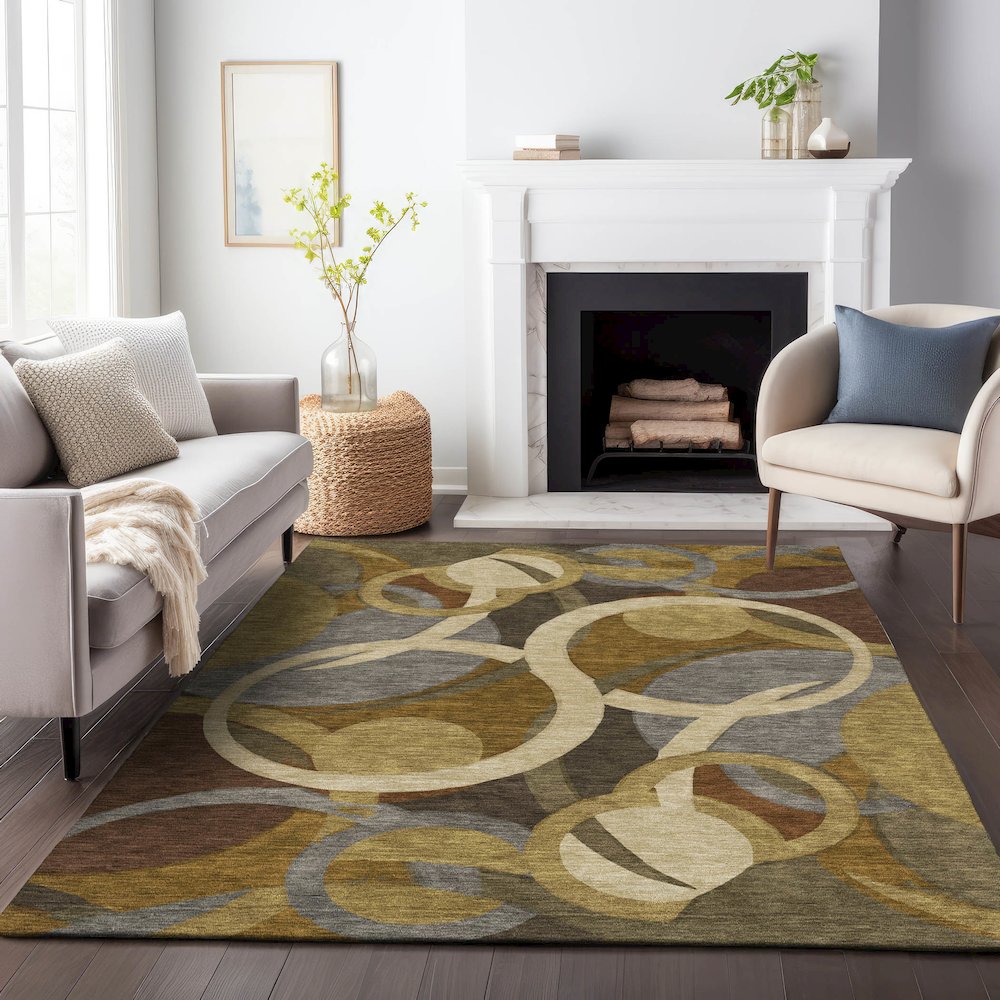 Machine Washable Indoor/Outdoor Chantille ACN2167 Brown 9' x 12' Rug