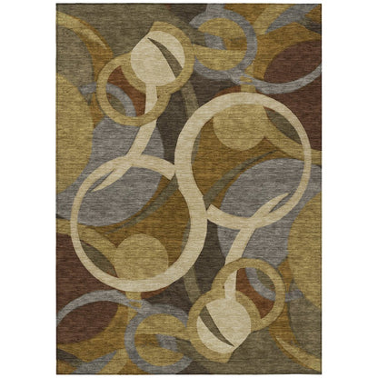 Machine Washable Indoor/Outdoor Chantille ACN2167 Brown 9' x 12' Rug