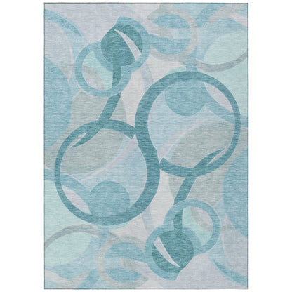 Machine Washable Indoor/Outdoor Chantille ACN2168 Teal 9' x 12' Rug