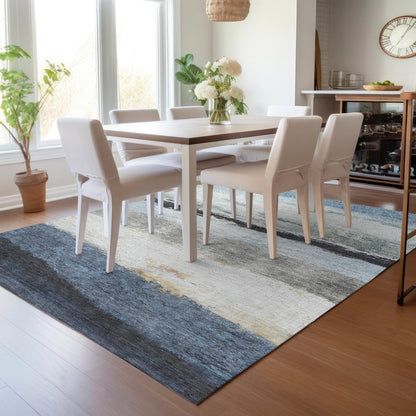 Machine Washable Indoor/Outdoor Chantille ACN2169 Blue 9' x 12' Rug
