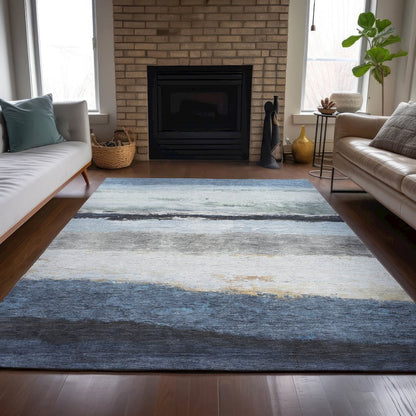 Machine Washable Indoor/Outdoor Chantille ACN2169 Blue 9' x 12' Rug