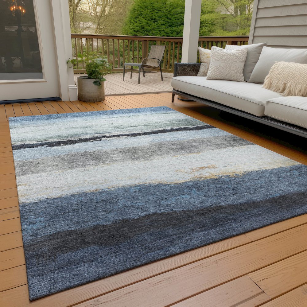 Machine Washable Indoor/Outdoor Chantille ACN2169 Blue 9' x 12' Rug