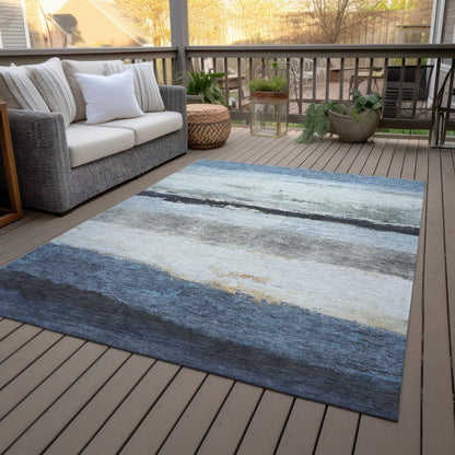 Machine Washable Indoor/Outdoor Chantille ACN2169 Blue 9' x 12' Rug