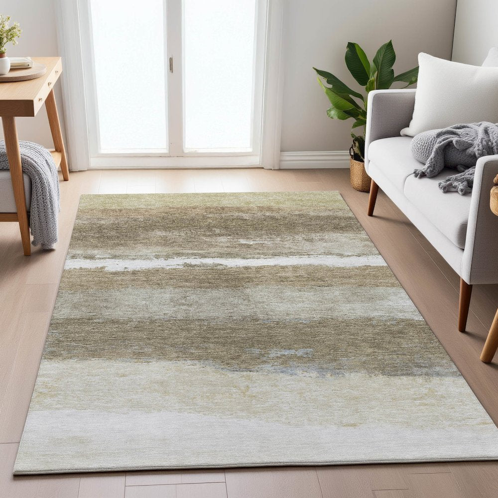 Machine Washable Indoor/Outdoor Chantille ACN2169 Khaki 9' x 12' Rug
