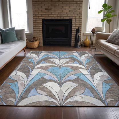 Machine Washable Indoor/Outdoor Chantille ACN2174 Brown 9' x 12' Rug