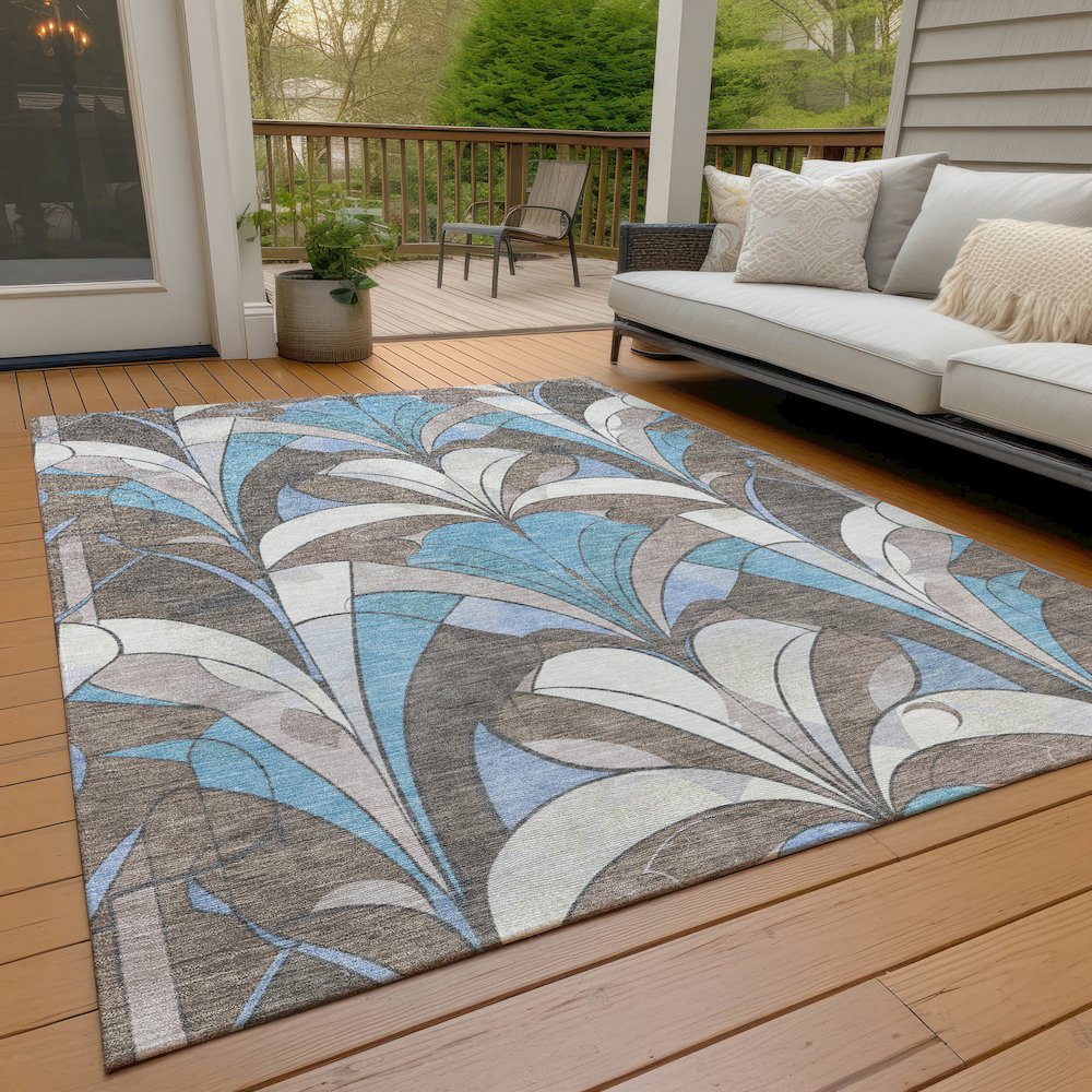 Machine Washable Indoor/Outdoor Chantille ACN2174 Brown 9' x 12' Rug