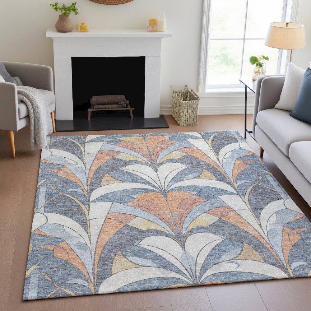 Machine Washable Indoor/Outdoor Chantille ACN2174 Denim 9' x 12' Rug