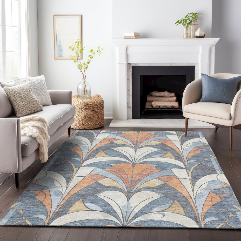 Machine Washable Indoor/Outdoor Chantille ACN2174 Denim 9' x 12' Rug