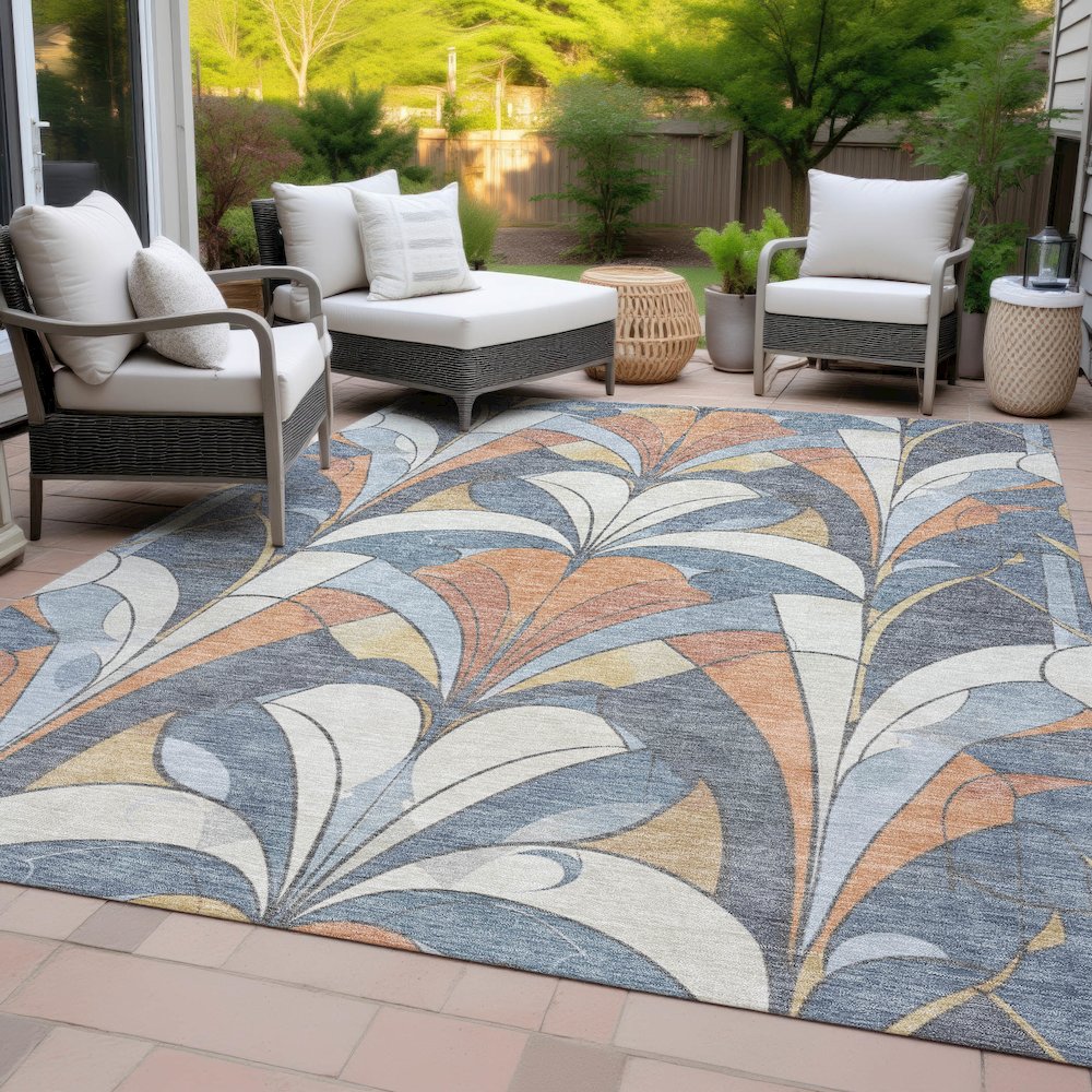 Machine Washable Indoor/Outdoor Chantille ACN2174 Denim 9' x 12' Rug