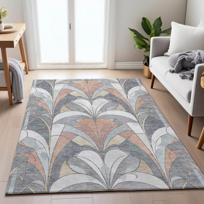 Machine Washable Indoor/Outdoor Chantille ACN2174 Gray 9' x 12' Rug