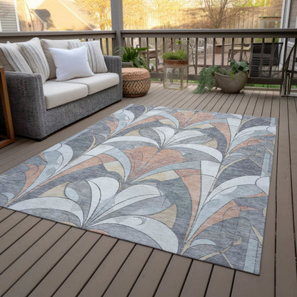 Machine Washable Indoor/Outdoor Chantille ACN2174 Gray 9' x 12' Rug