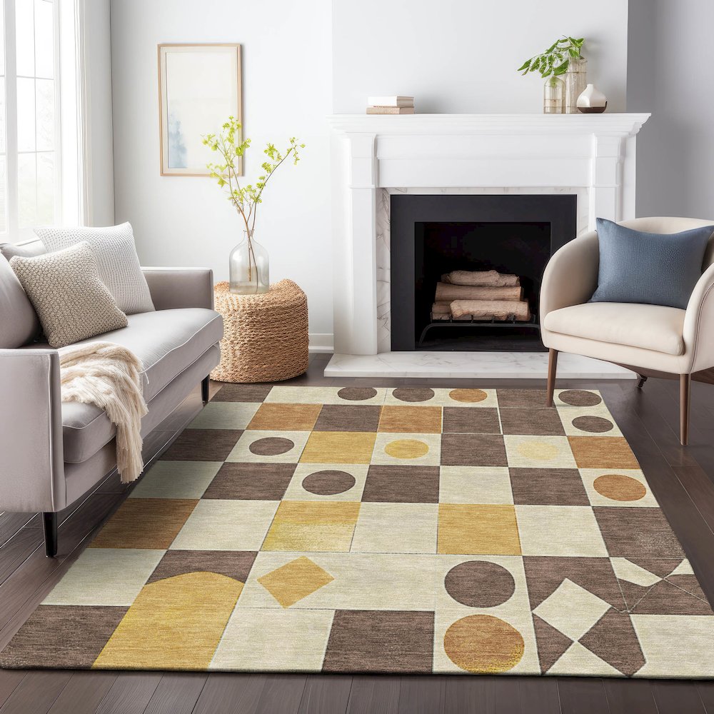 Machine Washable Indoor/Outdoor Chantille ACN2181 Brown 9' x 12' Rug