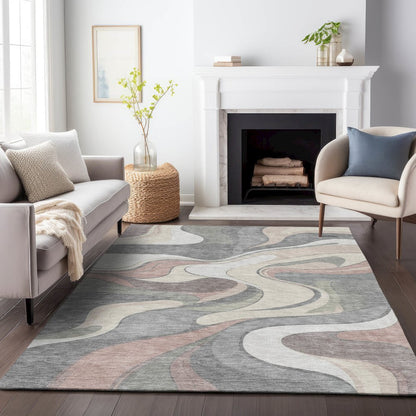 Machine Washable Indoor/Outdoor Chantille ACN2183 Beige 9' x 12' Rug