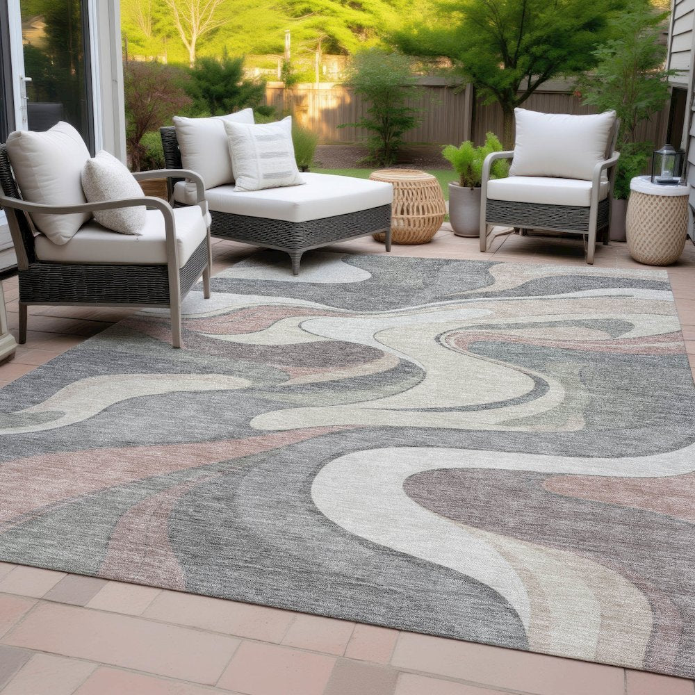Machine Washable Indoor/Outdoor Chantille ACN2183 Beige 9' x 12' Rug
