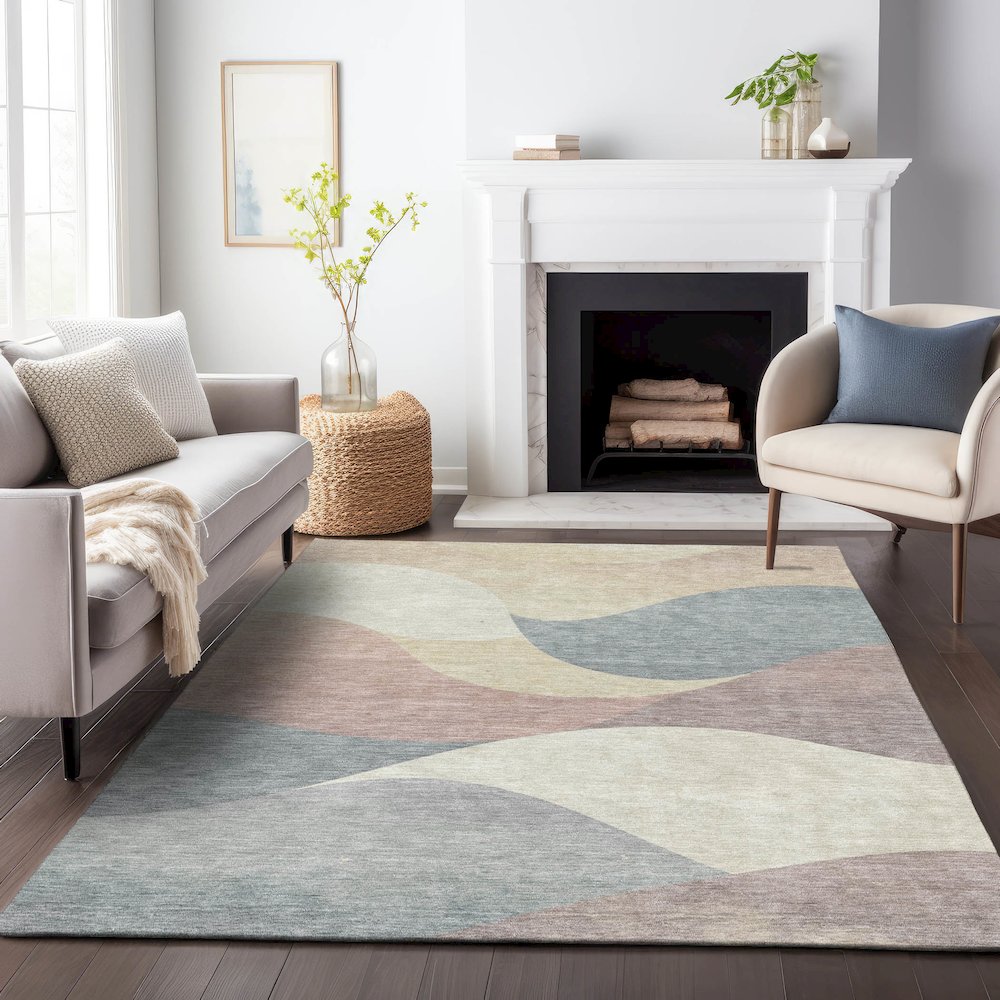 Machine Washable Indoor/Outdoor Chantille ACN2184 Beige 9' x 12' Rug