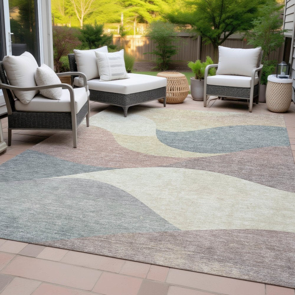 Machine Washable Indoor/Outdoor Chantille ACN2184 Beige 9' x 12' Rug