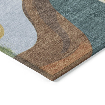 Machine Washable Indoor/Outdoor Chantille ACN2186 Gold 5' x 7'6" Rug