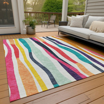 Machine Washable Indoor/Outdoor Chantille ACN2188 Ivory 9' x 12' Rug
