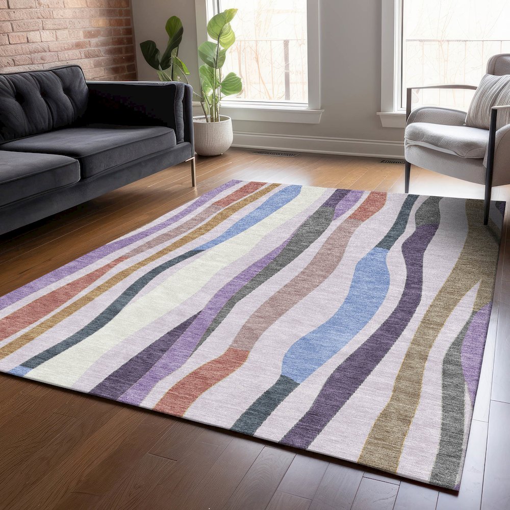 Machine Washable Indoor/Outdoor Chantille ACN2188 Lavender 9' x 12' Rug