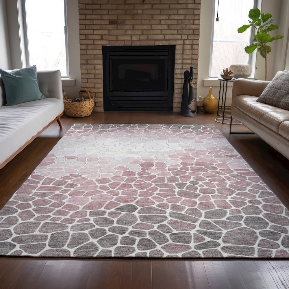 Machine Washable Indoor/Outdoor Chantille ACN2190 Blush 9' x 12' Rug
