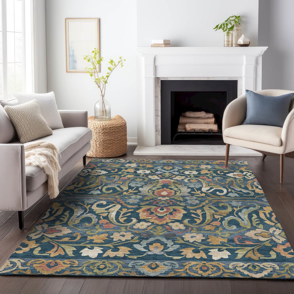 Machine Washable Indoor/Outdoor Chantille ACN2193 Navy 9' x 12' Rug