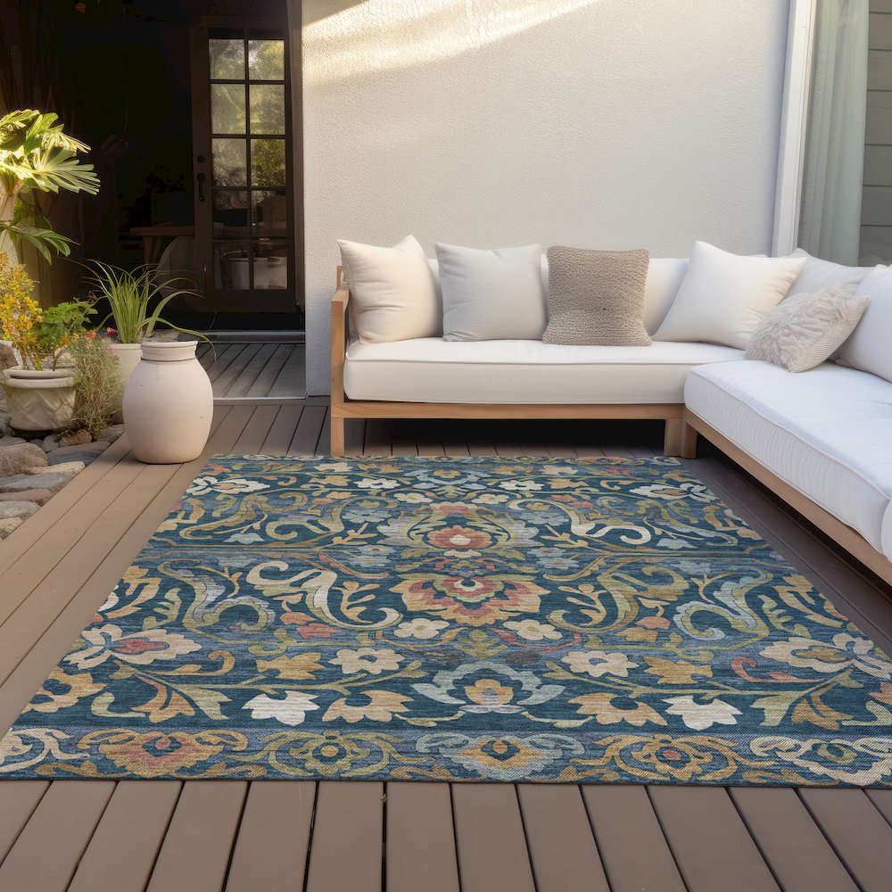 Machine Washable Indoor/Outdoor Chantille ACN2193 Navy 9' x 12' Rug