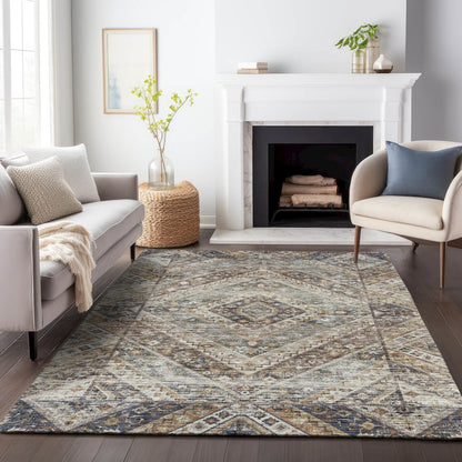Machine Washable Indoor/Outdoor Chantille ACN2195 Brown 9' x 12' Rug