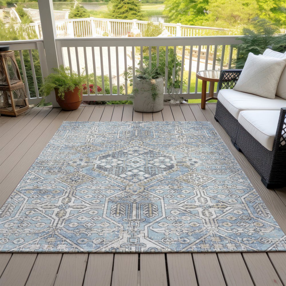 Machine Washable Indoor/Outdoor Chantille ACN2197 Sky 9' x 12' Rug