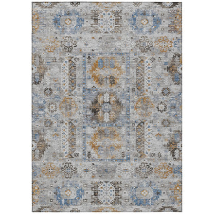 Machine Washable Indoor/Outdoor Chantille ACN2198 Gray 9' x 12' Rug