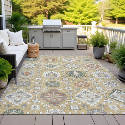 Machine Washable Indoor/Outdoor Chantille ACN2200 Gold 9' x 12' Rug