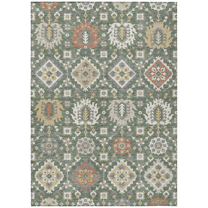 Machine Washable Indoor/Outdoor Chantille ACN2200 Green 9' x 12' Rug