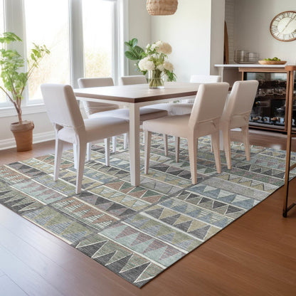 Machine Washable Indoor/Outdoor Chantille ACN2205 Gray 9' x 12' Rug