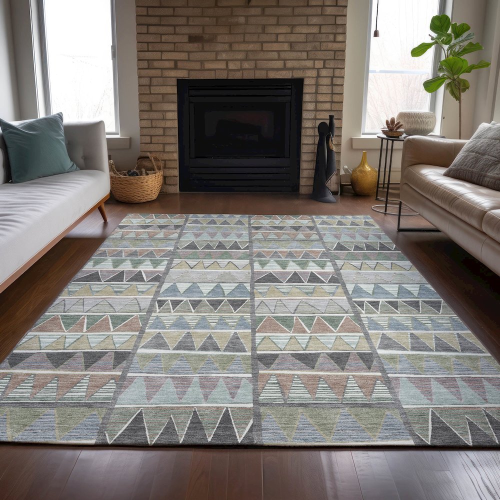 Machine Washable Indoor/Outdoor Chantille ACN2205 Gray 9' x 12' Rug