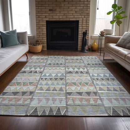 Machine Washable Indoor/Outdoor Chantille ACN2205 Gray 9' x 12' Rug