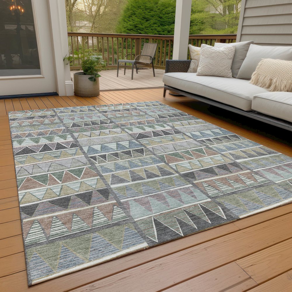 Machine Washable Indoor/Outdoor Chantille ACN2205 Gray 9' x 12' Rug