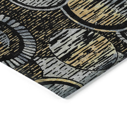 Machine Washable Indoor/Outdoor Chantille ACN2206 Black 5' x 7'6" Rug