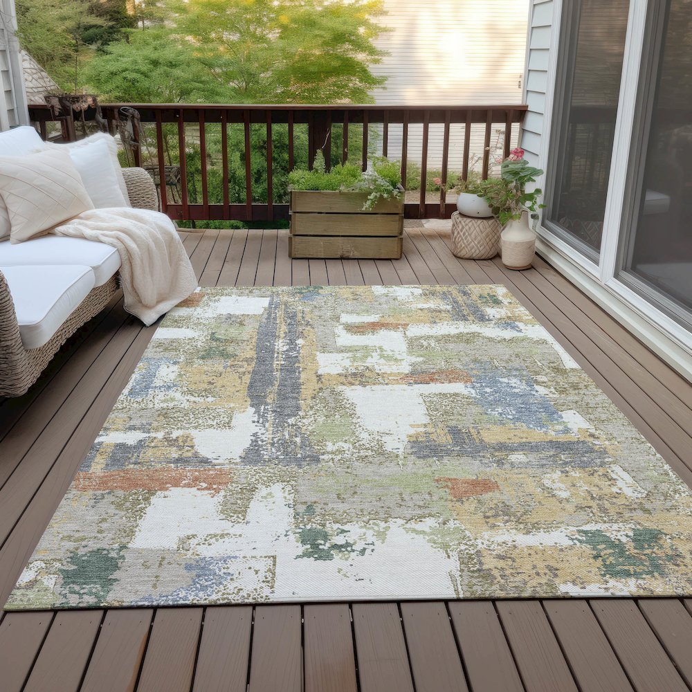 Machine Washable Indoor/Outdoor Chantille ACN2212 Ivory 9' x 12' Rug