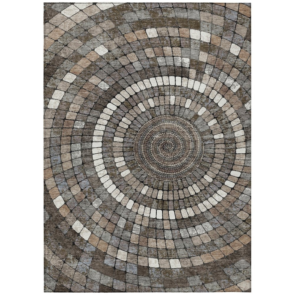 Machine Washable Indoor/Outdoor Chantille ACN2216 Brown 9' x 12' Rug
