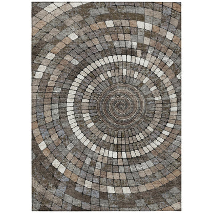 Machine Washable Indoor/Outdoor Chantille ACN2216 Brown 9' x 12' Rug