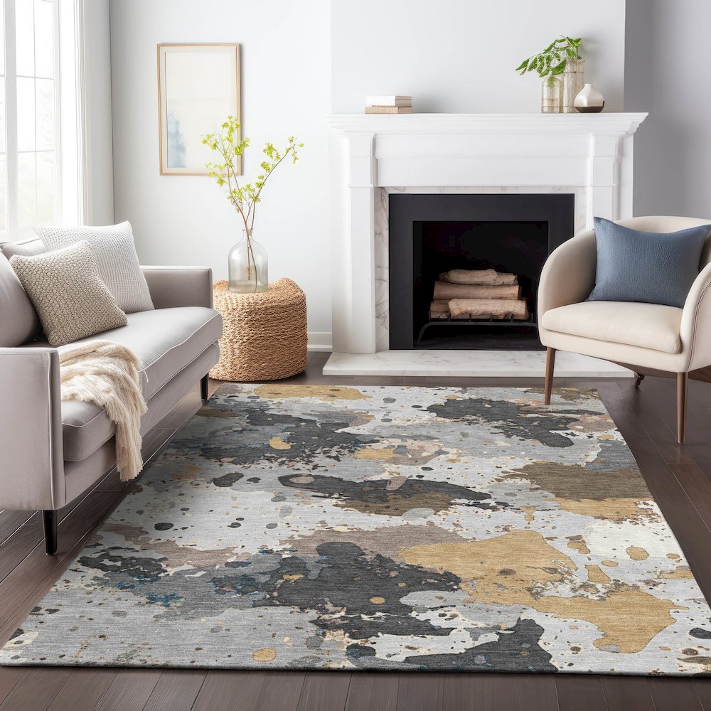 Machine Washable Indoor/Outdoor Chantille ACN2217 Gray 9' x 12' Rug