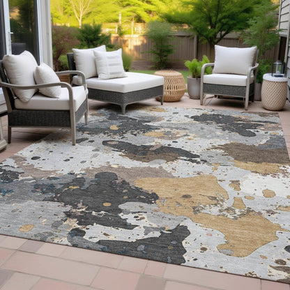 Machine Washable Indoor/Outdoor Chantille ACN2217 Gray 9' x 12' Rug