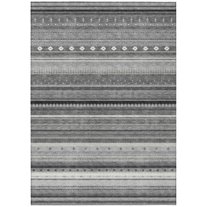 Machine Washable Indoor/Outdoor Chantille ACN2218 Gray 9' x 12' Rug