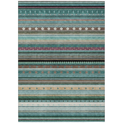 Machine Washable Indoor/Outdoor Chantille ACN2218 Teal 9' x 12' Rug