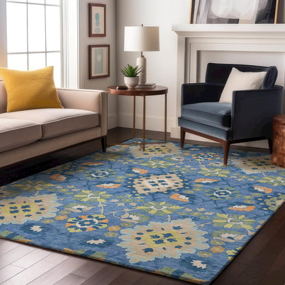 Premium Machine Washable Mayfield AMF1002 Blue 9' x 12' Rug