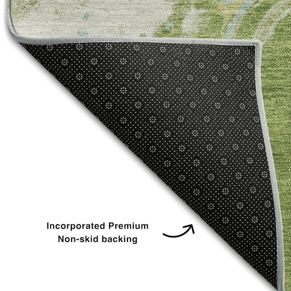Premium Machine Washable Mayfield AMF1005 Green 5' x 7'6" Rug