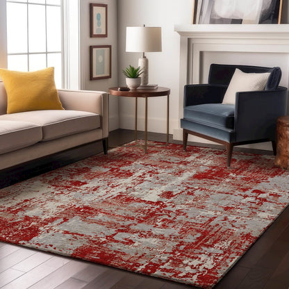 Premium Machine Washable Mayfield AMF1008 Red 9' x 12' Rug