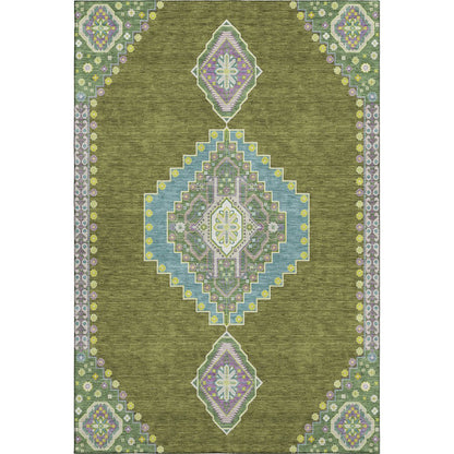 Premium Machine Washable Mayfield AMF1014 Olive 9' x 12' Rug