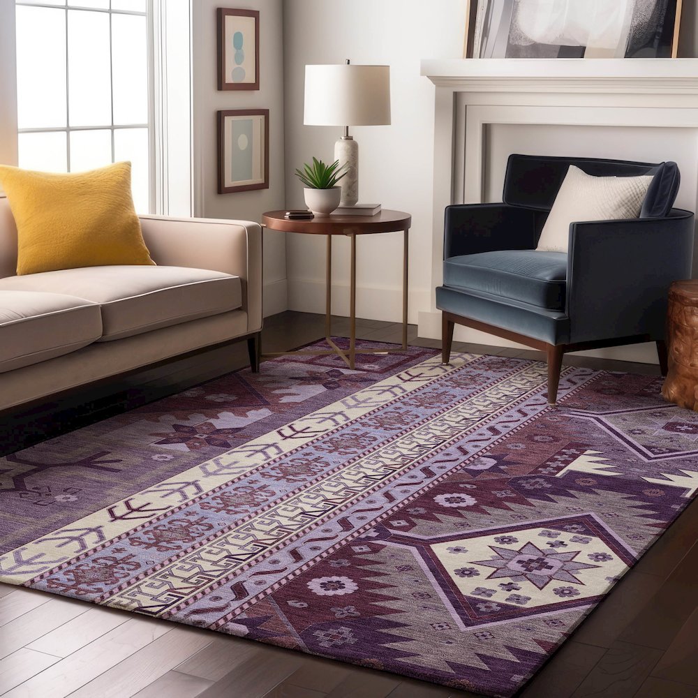 Premium Machine Washable Mayfield AMF1015 Purple 9' x 12' Rug